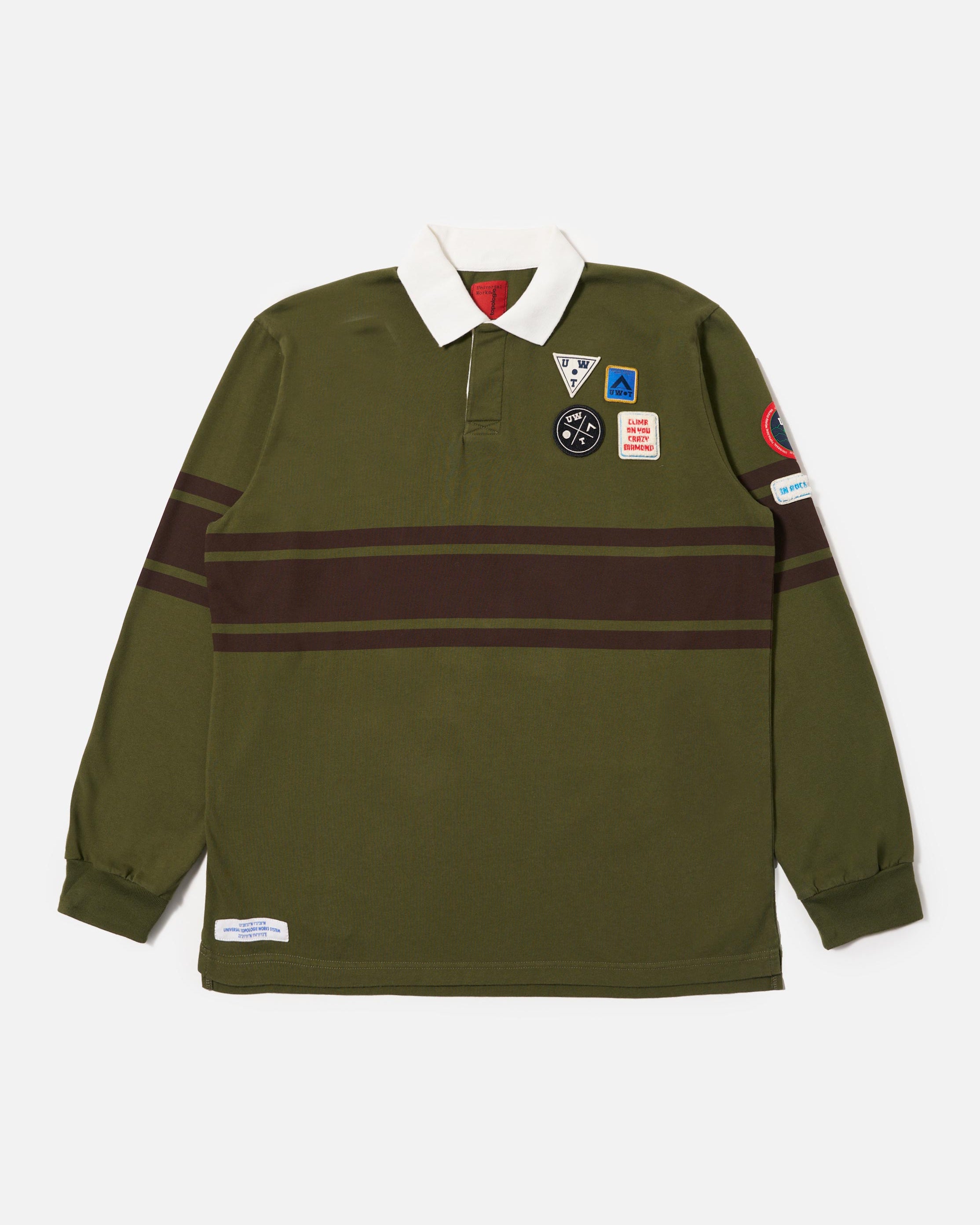 Topologie X Universal Works Rugby Shirt (With Badges) / Olive / Brown