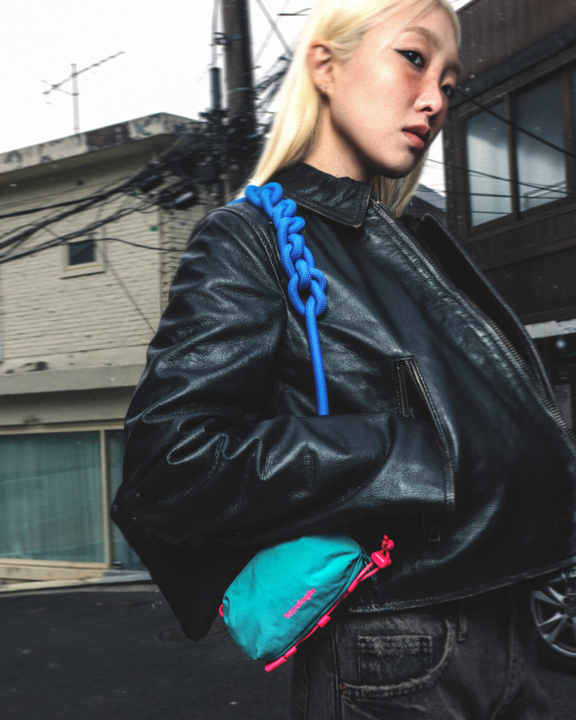 Mini Bottle Sacoche / Teal / 6.0mm Teal Blue Patterned