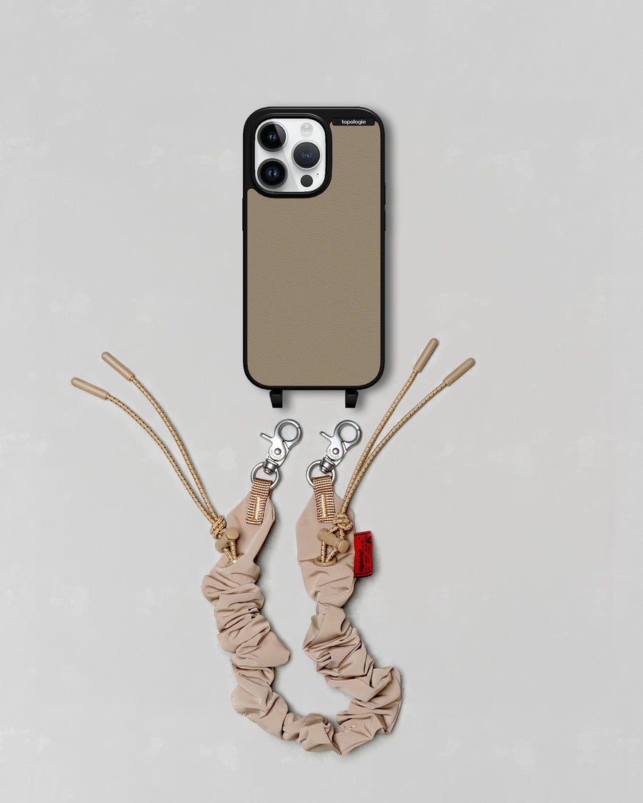 Bump Phone Case / Matte Black/ Sand / Bungee Wrist Strap Beige