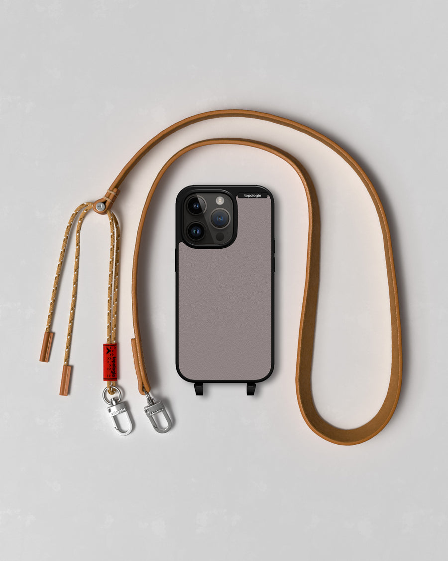 Bump Phone Case / Matte Black / Taro / Leather Strap Tan