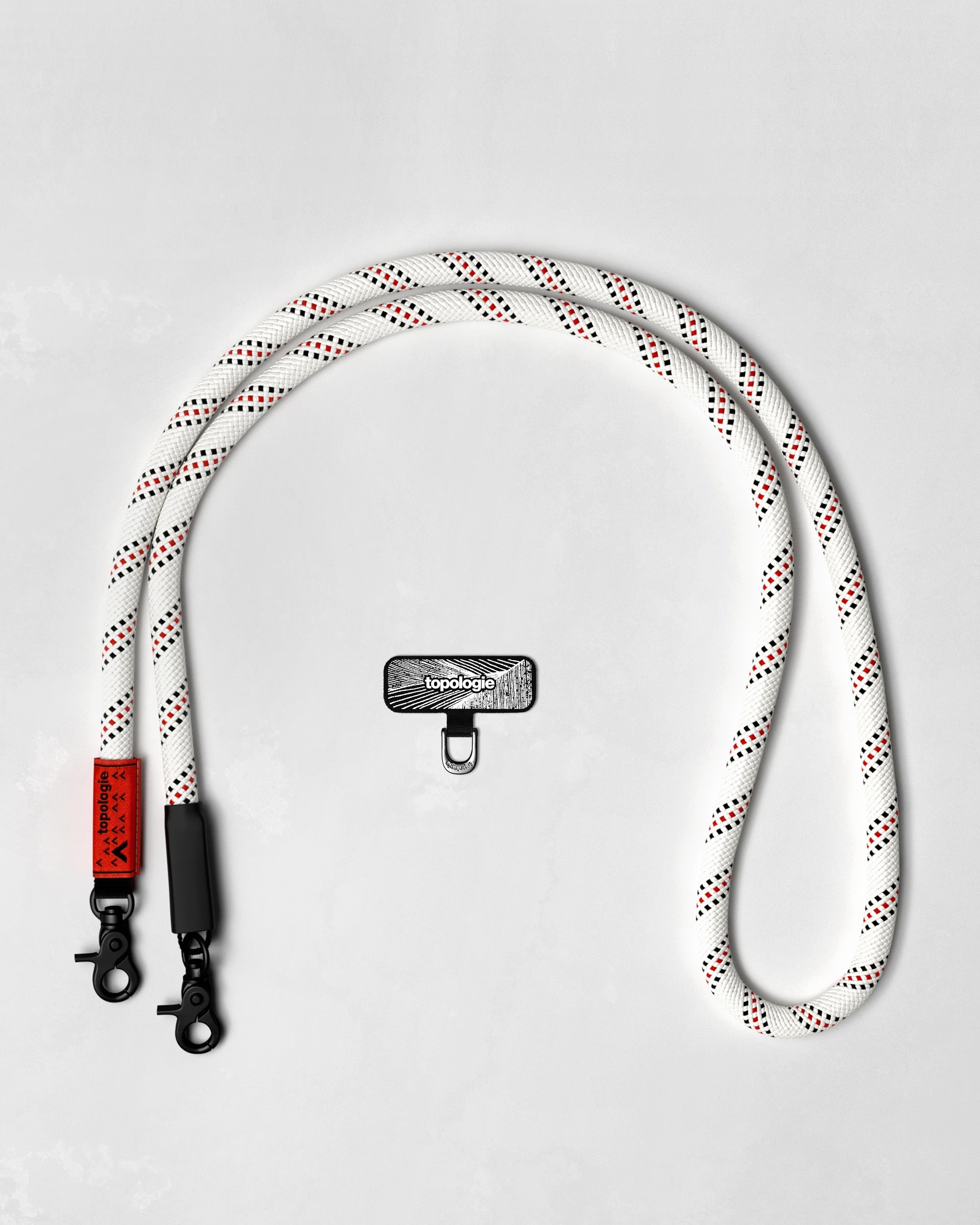 Phone Strap Adapter / Black / 10mm Rope / White Patterned