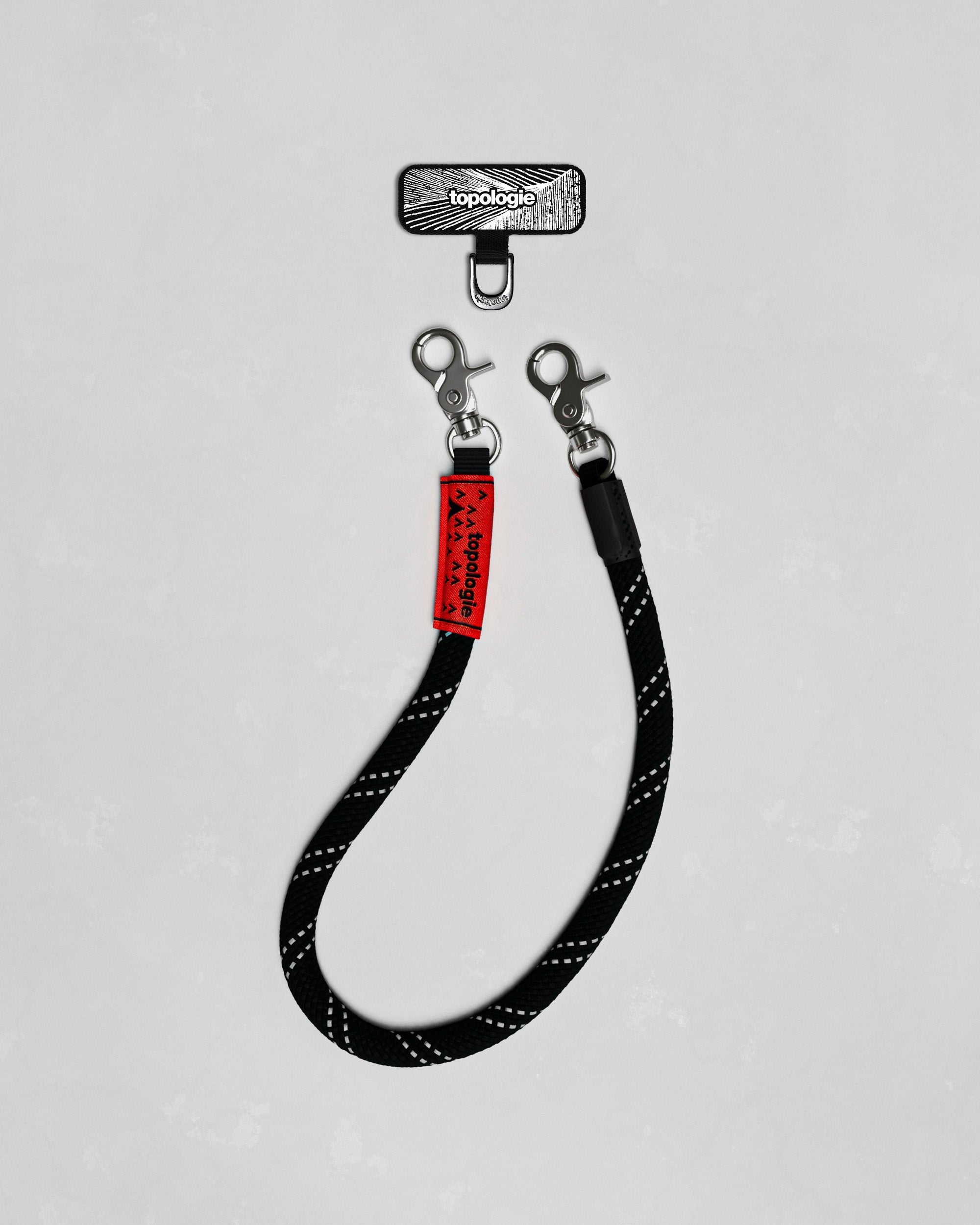 Phone Strap Adapter / Black / 10mm Wrist Strap / Black Reflective