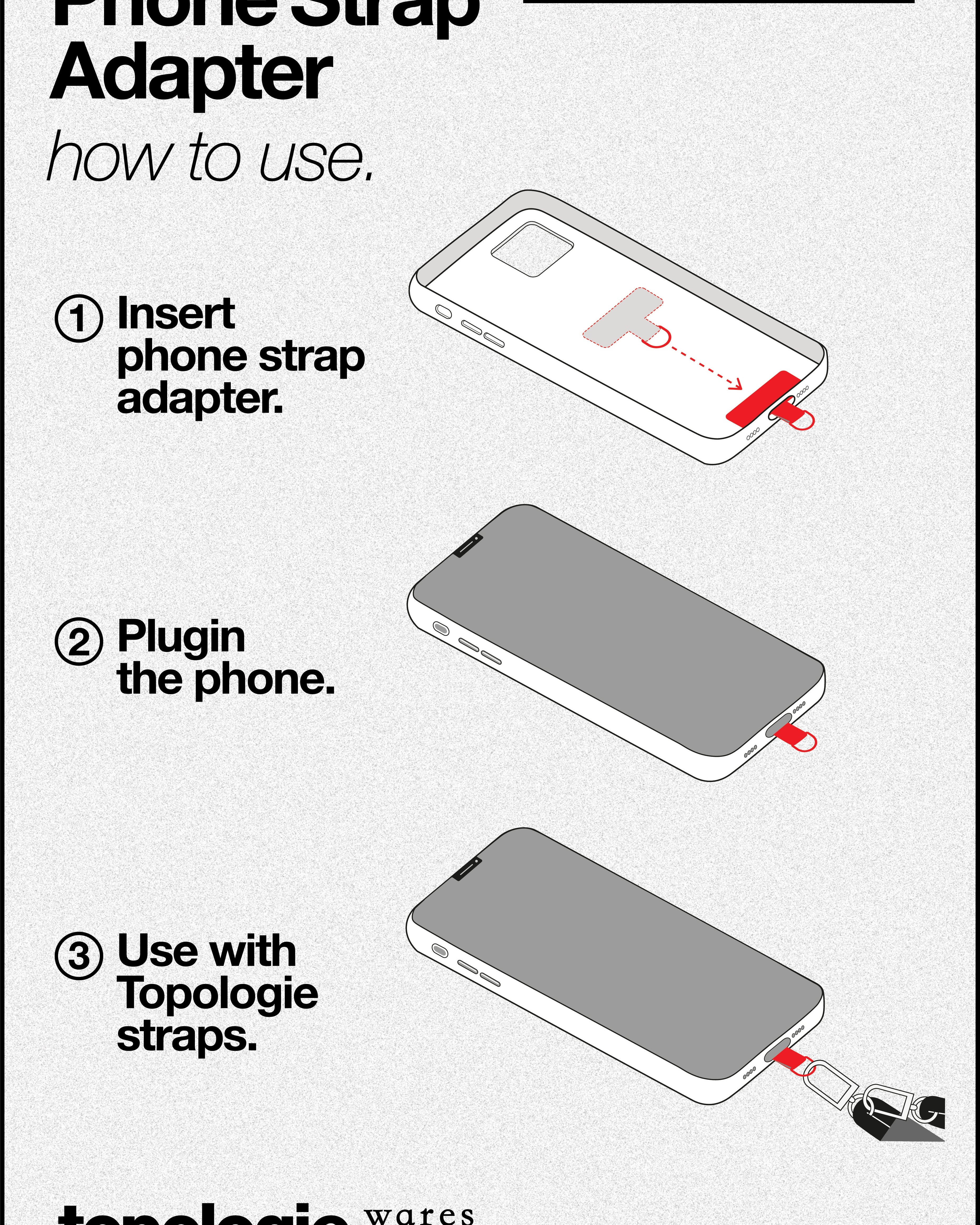 Phone Strap Adapter / Black / 6.0mm Rope / Snow White Melange