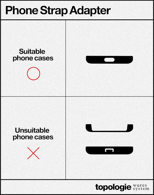Phone Strap Adapter / Black / 8.0mm Wrist Strap / Black Lattice