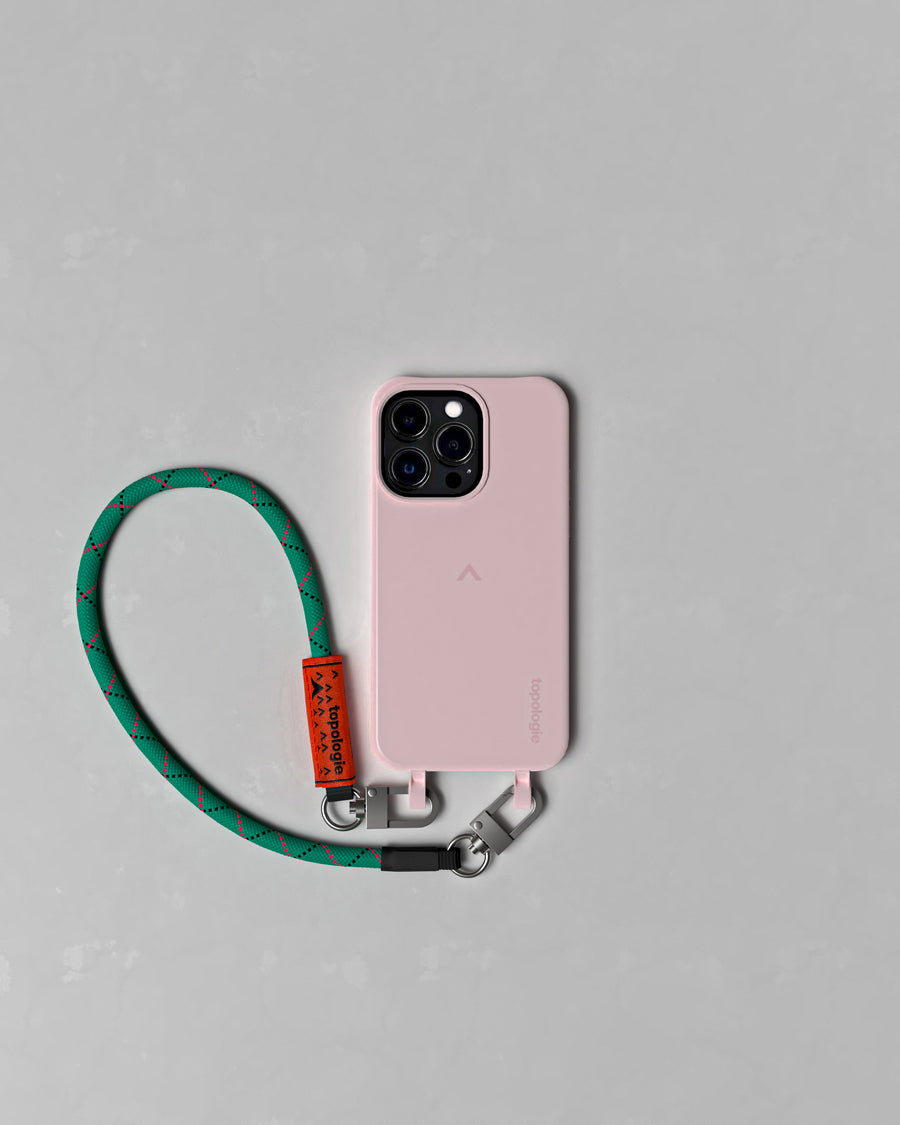 Dolomites Phone Case / Blush / 8.0mm Wrist Strap Emerald Fuschia