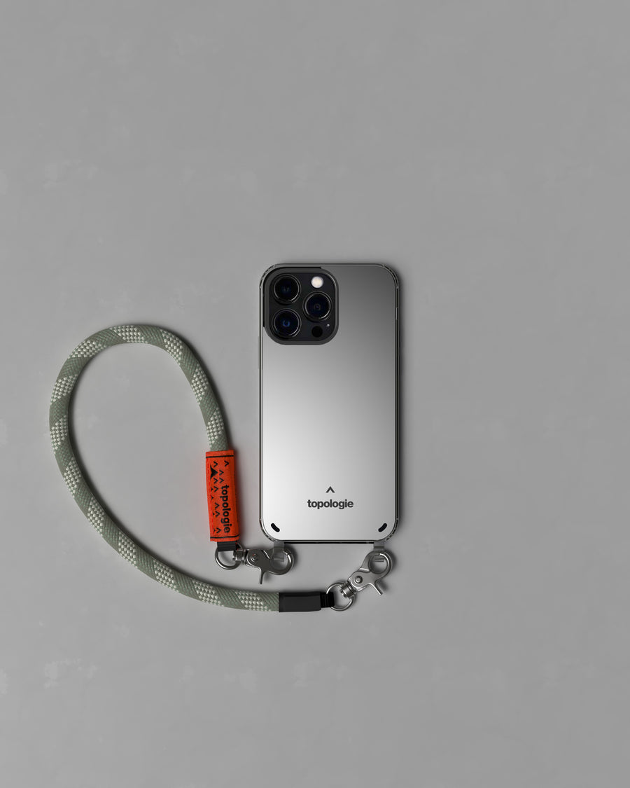 Verdon Phone Case / Dark Mirror / 10mm Wrist Strap Sage Patterned